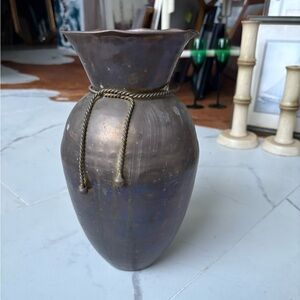 Vintage Brass Vase with Rope Detail